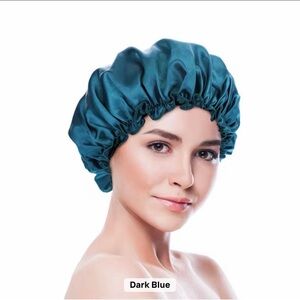 Elegant Dark Blue Satin Hair Bonnet